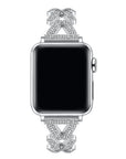 Valentina Rhinestone Silver Metal Band for Apple Watch® on Wrist by Posh Tech