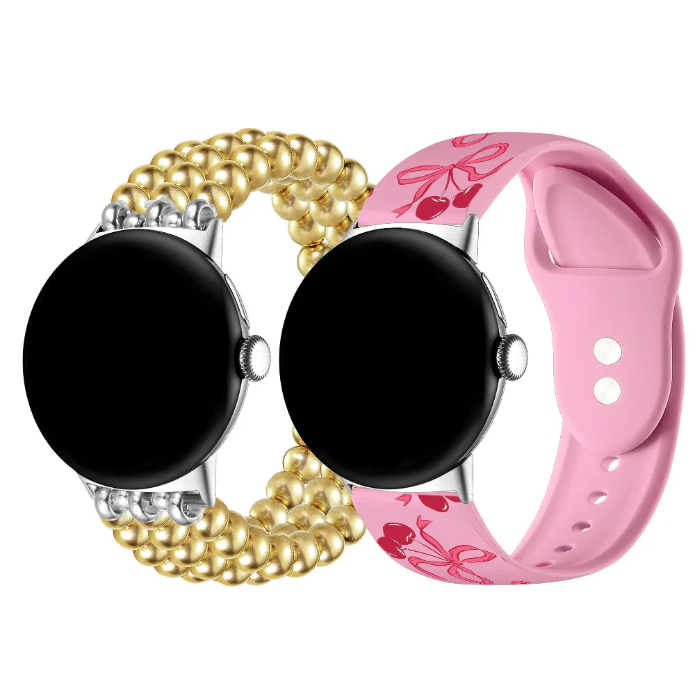 2-Pack Beaded + Cherry Silicone Bands for Smartwatch