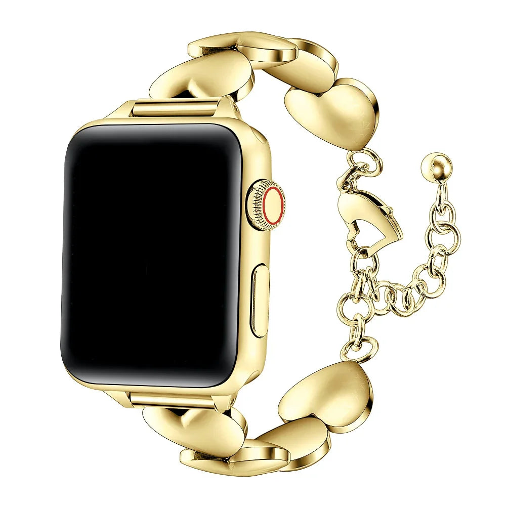 Lover Gold Heart-Link Stainless Steel Apple Watch® Band by Posh Tech 