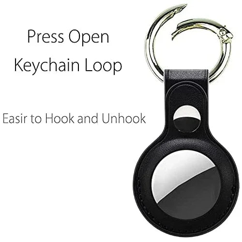 Leather Keychain Case for Apple AirTag - Black